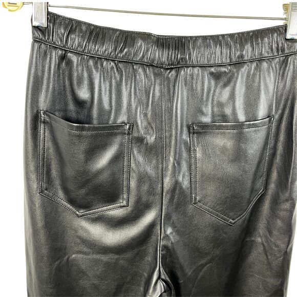Zara Vegan Leather Pants Womens Size Small  Straight Leg Black Classy Pleated - Picture 7 of 8
